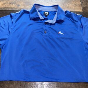 FootJoy‎ FJ Men's Size Medium Golf Polo Shirt Performance Blue Polyester Stretch